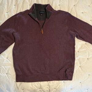 Lands' End Men's Burgundy Zip-Up Sweater